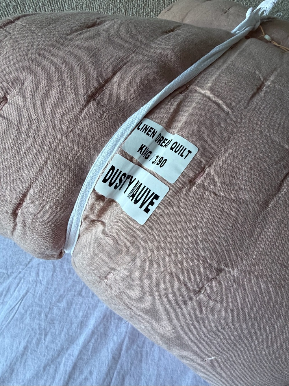 Quince European Linen Dream Quilt Dusty Mauve King/Cal King - Picture 7 of 9